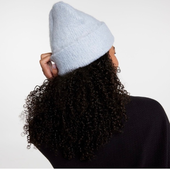 New Calla Knit Beanie Hat Soft Fuzzy Warm Winter Hat Light Blue $28 - Picture 2 of 8